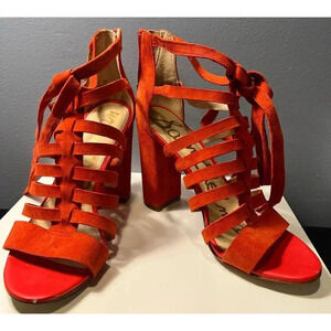 Sam Edelman Strappy Heels in Reddish Orange - Size 6M